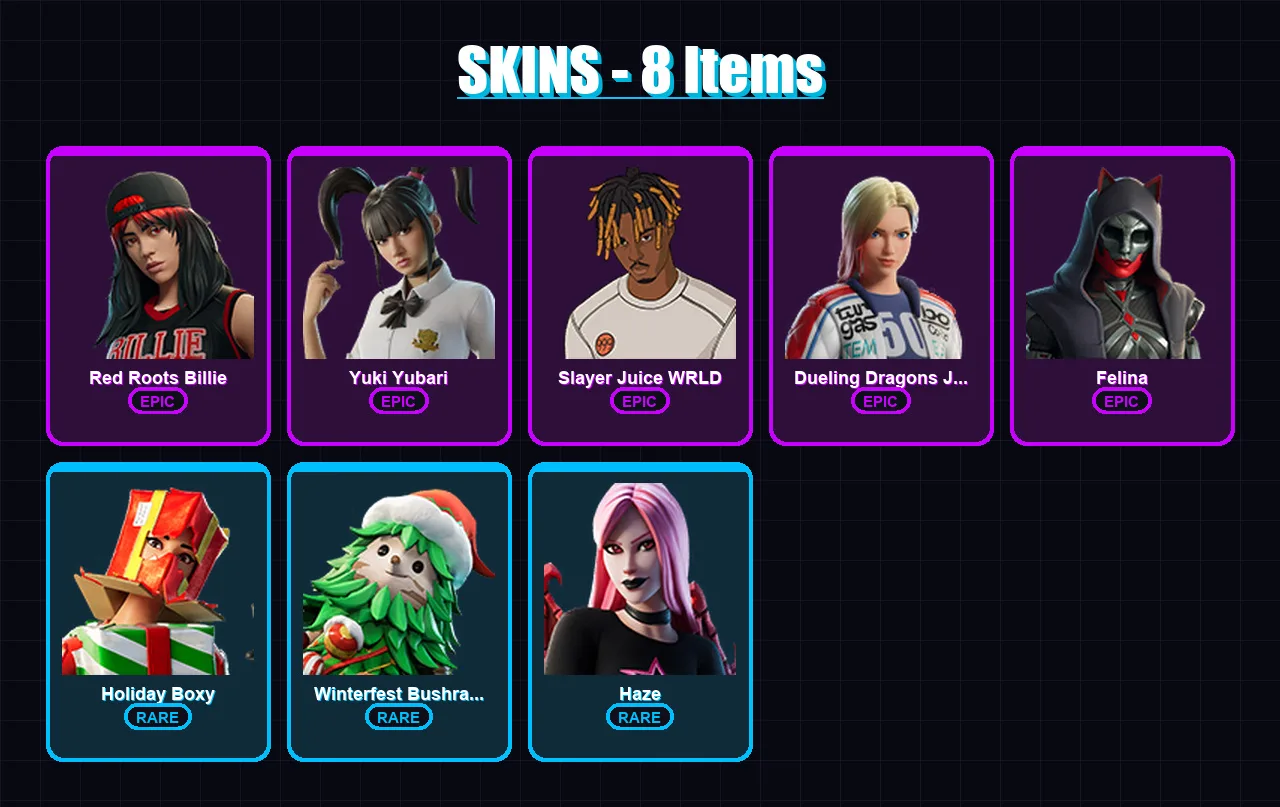 [PC/XBOX/PSN] | Red Roots Billie | Yuki Yubari | Slayer Juice WRLD | 8 skin | Lv573