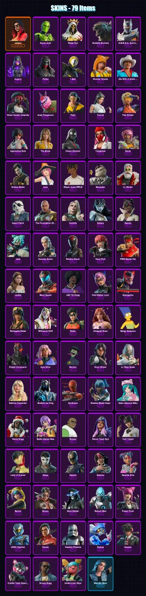 [PC/XBOX/PSN] | Joltara | Kyran Aryk | Rebel Oro | Godzilla Evolved | O.M.E.G.A. Suit Alpha | 79 skin | 95 pickaxe | 50 emote | 50 glider | Lv379