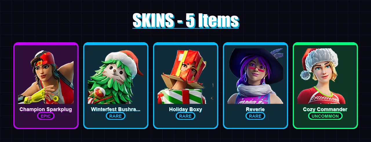 [PC/XBOX/PSN] | Champion Sparkplug | Winterfest Bushranger | Holiday Boxy | 5 skin | Lv242