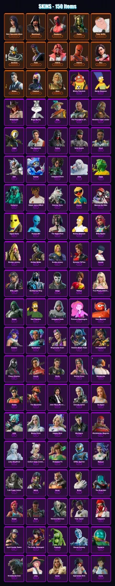 [PC/PSN] | Gear Specialist Maya | Blackheart | Deadpool | Hades | Peter Griffin | 150 skin | 205 pickaxe | 201 emote | 148 glider | Lv2737