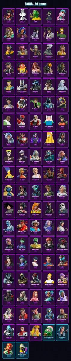 [PC/XBOX/PSN] | The Order (Reforged) | Bugs Bunny | Ziggy | Murdoc | Street Wave Teknique | 97 skin | 125 pickaxe | 80 emote | 61 glider | Lv1095
