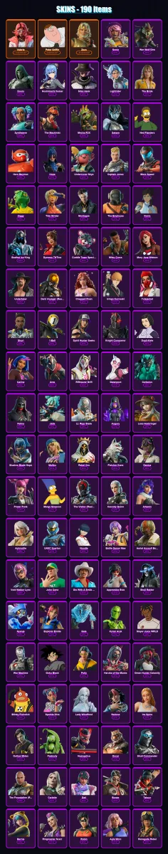 [PS4/PS5/XBOX/PC] | Valeria | Peter Griffin | Zeus | Sonia | War Wolf Dire | 190 skin | 215 pickaxe | 159 emote | 121 glider | Lv1328 — Fortnite account
