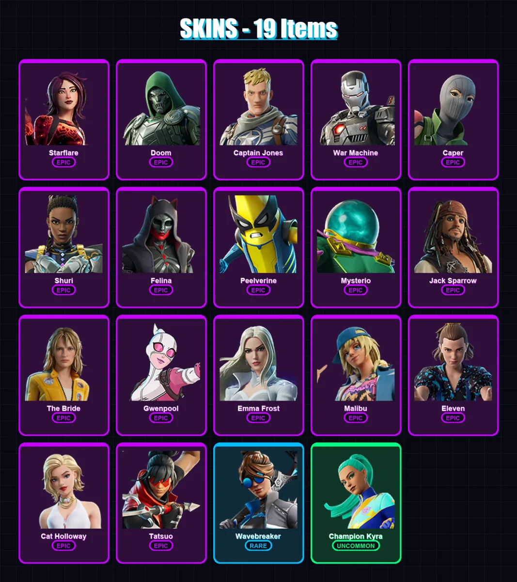 [PC/PSN] | Starflare | Doom | Captain Jones | War Machine | Caper | 19 skin | 39 pickaxe | 22 emote | 28 glider | Lv558