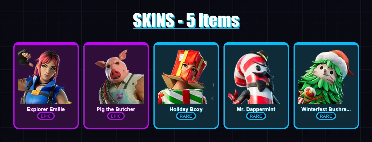 [PS4/PS5/XBOX/PC] | Explorer Emilie | Pig the Butcher | Holiday Boxy | 5 skin | Lv188