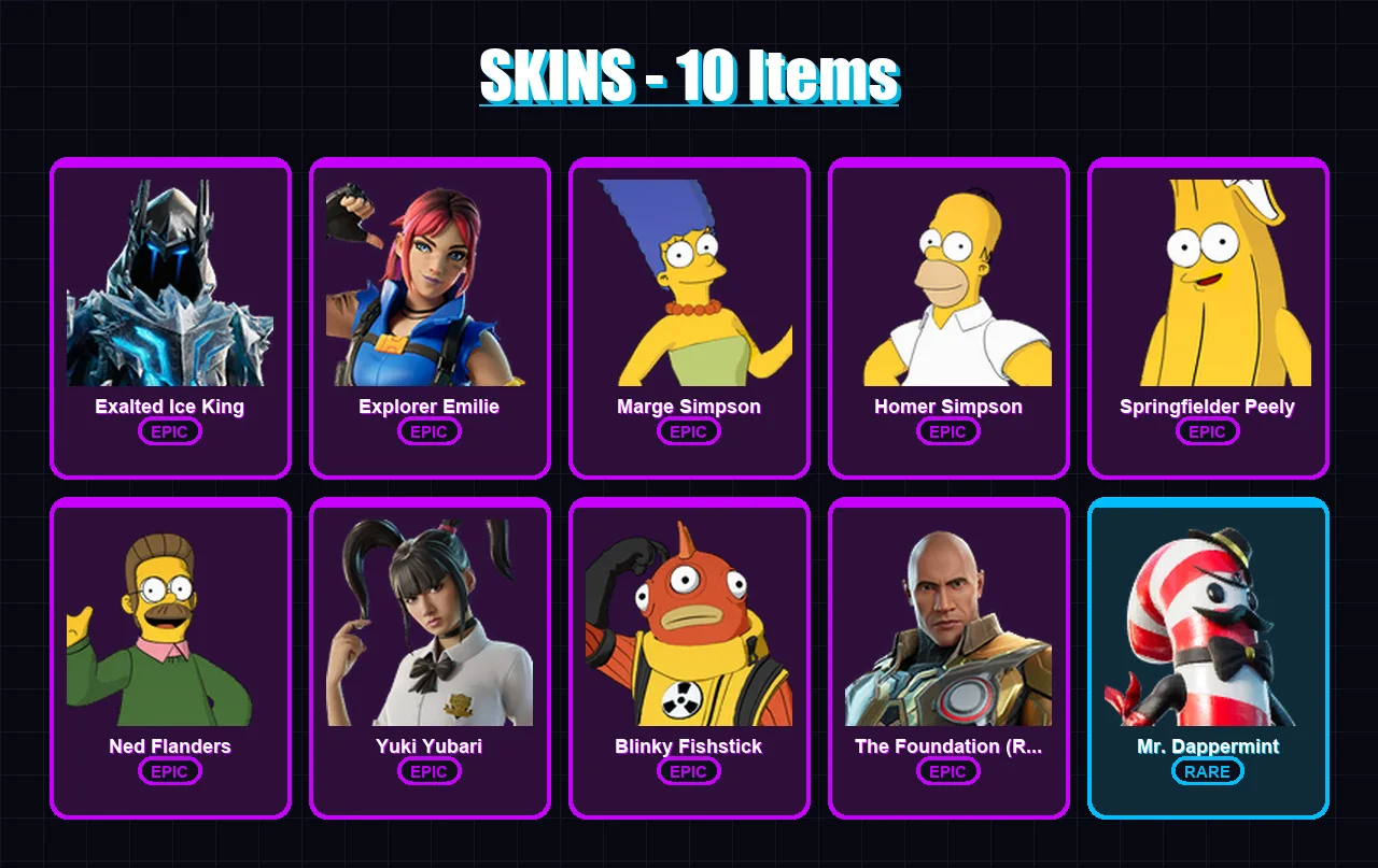 [PS4/PS5/PC] | Exalted Ice King | Explorer Emilie | Marge Simpson | 10 skin | Lv231 — Fortnite account