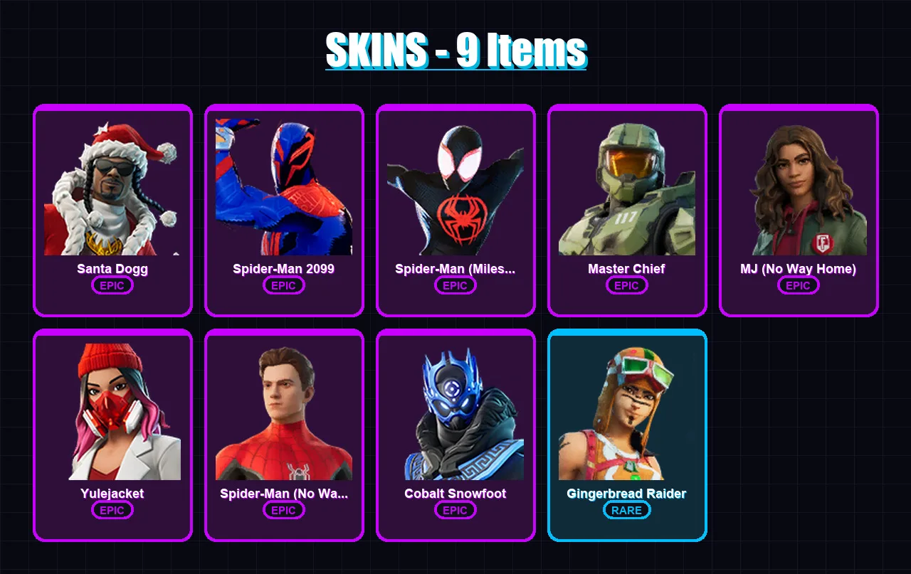 [PS4/PS5/XBOX/PC] | Santa Dogg | Spider-Man 2099 | Spider-Man (Miles Morales) | 9 skin | Lv72