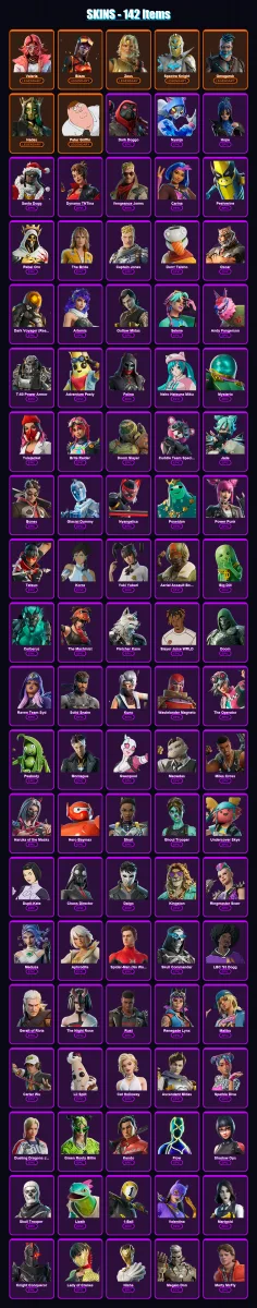 [PS4/PS5/XBOX/PC] | Valeria | Blaze | Zeus | Spectra Knight | Omegarok | 142 skin | 179 pickaxe | 118 emote | 110 glider | Lv1912