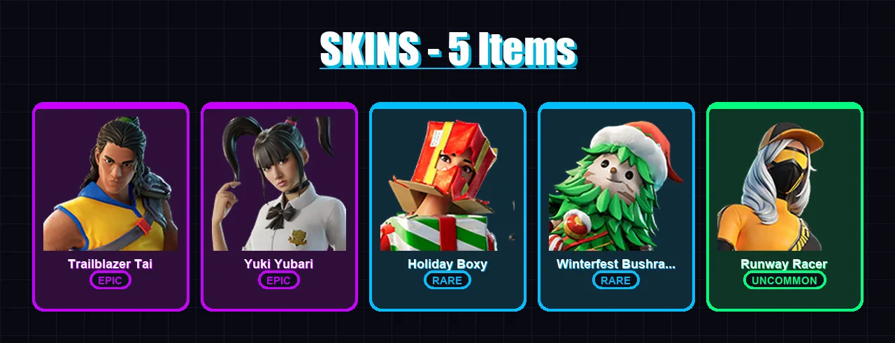 [PC/XBOX/PSN] | Trailblazer Tai | Yuki Yubari | Holiday Boxy | 5 skin | Lv348