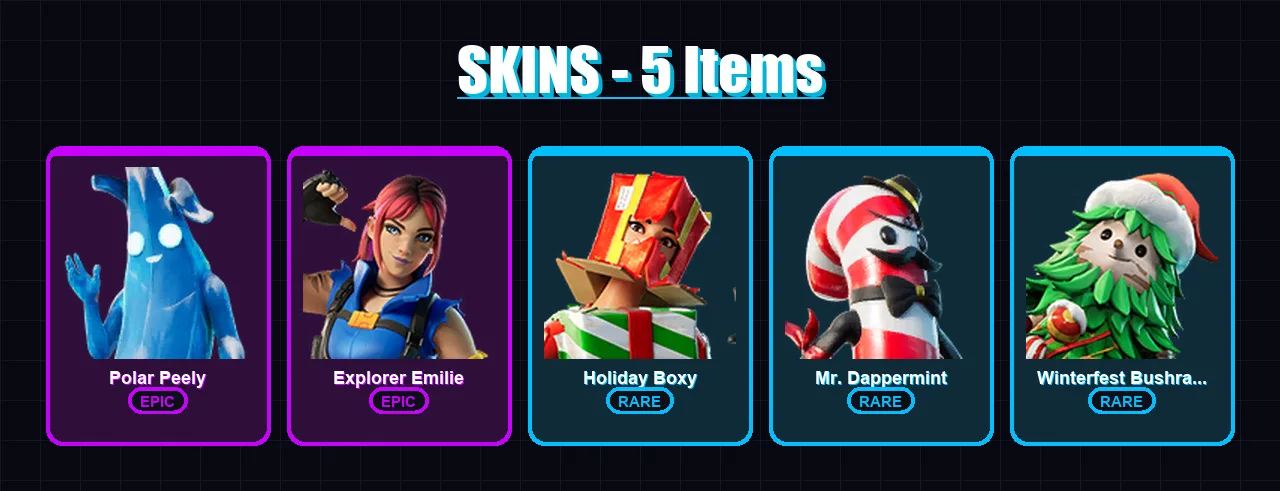 [PC/XBOX/PSN] | Polar Peely | Explorer Emilie | Holiday Boxy | 5 skin | Lv269