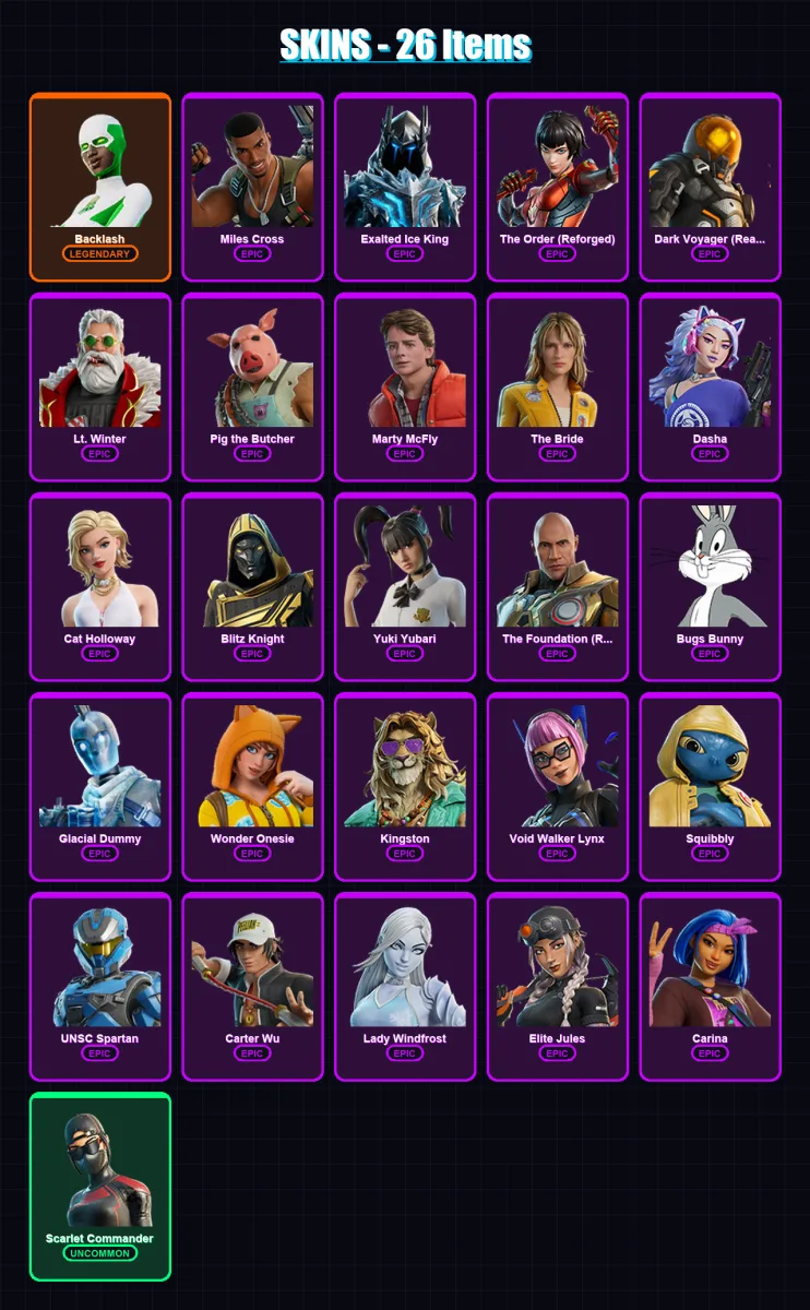 [PC/XBOX/PSN] | Backlash | Miles Cross | Exalted Ice King | 26 skin | Lv680