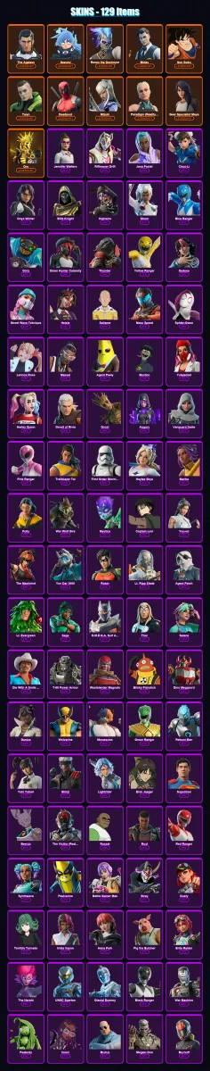 [PS4/PS5/PC] | The Ageless | Nezumi | Renzo the Destroyer | Midas | Son Goku | 129 skin | 172 pickaxe | 131 emote | 109 glider | Lv1799