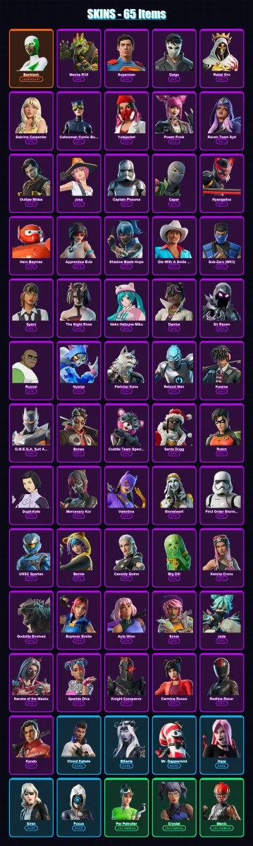 [PC/XBOX/PSN] | Backlash | Mecha R3X | Superman | Daigo | Rebel Oro | 65 skin | 66 pickaxe | 42 emote | 36 glider | Lv426