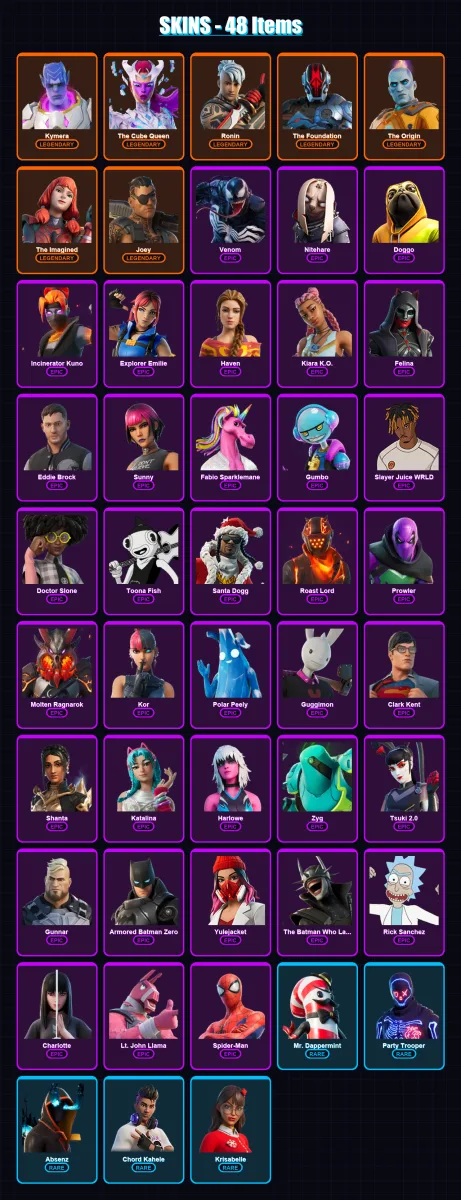 [PC/XBOX/PSN] | Kymera | The Cube Queen | Ronin | The Foundation | The Origin | 48 skin | 49 pickaxe | 30 emote | 38 glider | Lv518 — Fortnite account