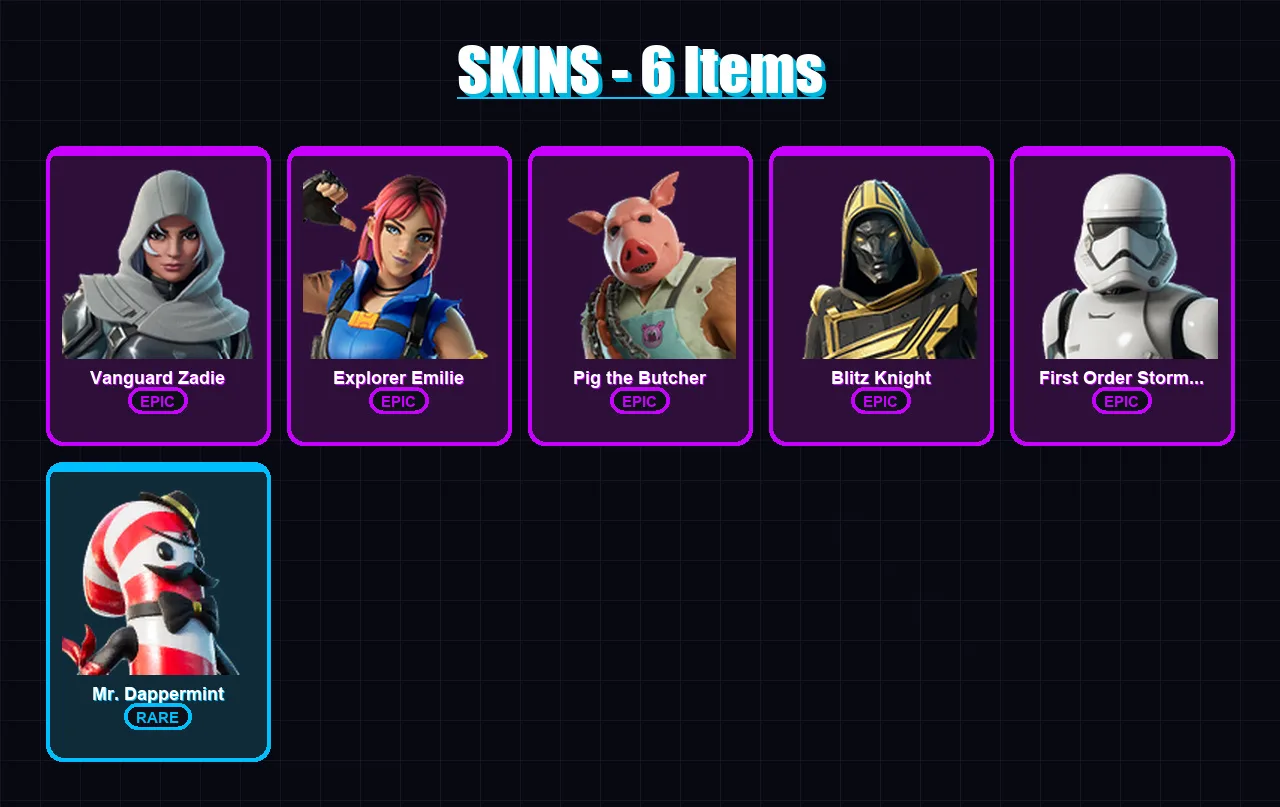 [PS4/PS5/XBOX/PC] | Vanguard Zadie | Explorer Emilie | Pig the Butcher | 6 skin | Lv144