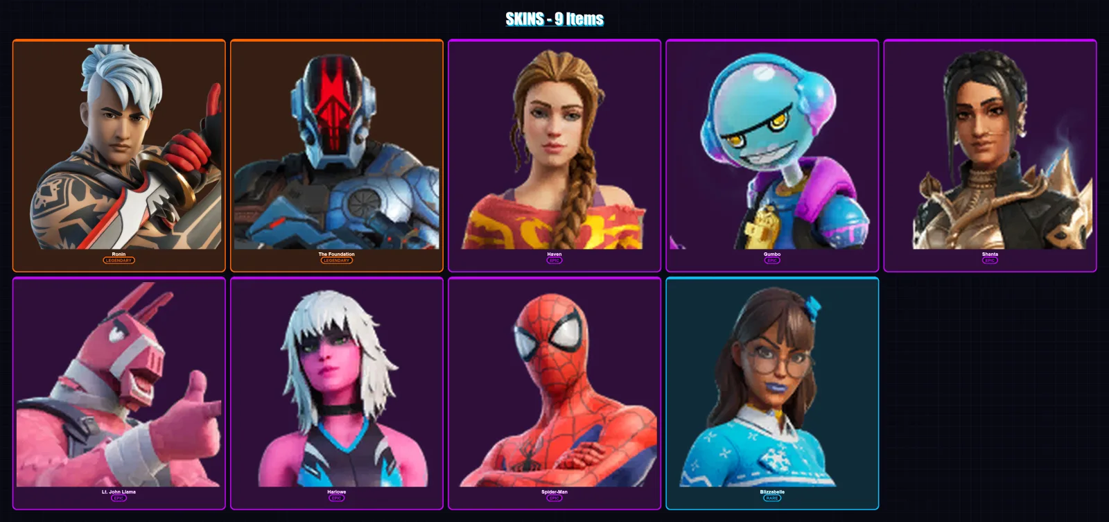[PS4/PS5/XBOX/PC] | Ronin | The Foundation | Haven | Gumbo | Shanta | 9 skin | 13 pickaxe | 11 emote | 10 glider | Lv108 — Game account