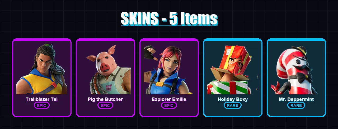 [PC/XBOX/PSN] | Trailblazer Tai | Pig the Butcher | Explorer Emilie | 5 skin | Lv356