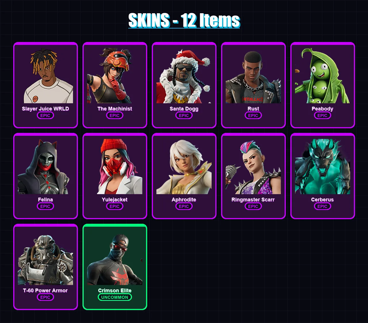 [PC/PSN] | Slayer Juice WRLD | The Machinist | Santa Dogg | Rust | Peabody | 12 skin | 26 pickaxe | 14 emote | 17 glider | Lv211