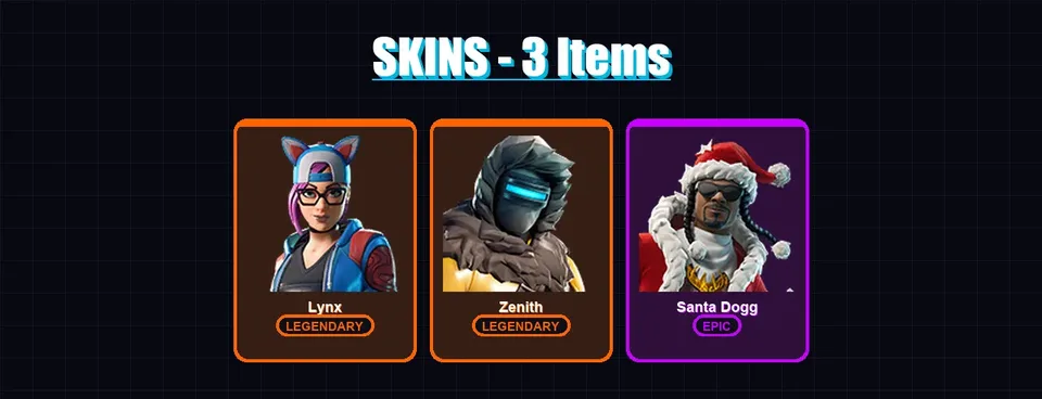 [PC/PSN] | Lynx | Zenith | Santa Dogg | 3 skin | 5 pickaxe | 2 emote | 1 glider | Lv43 — main preview
