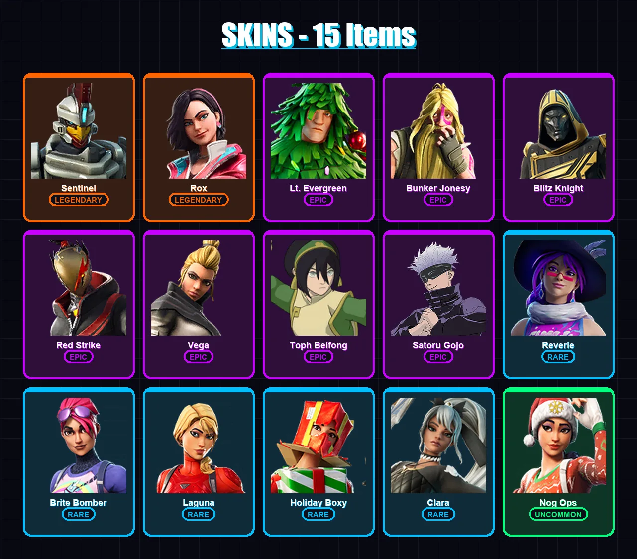 [PC/PSN] | Sentinel | Rox | Lt. Evergreen | Bunker Jonesy | Blitz Knight | 15 skin | 20 pickaxe | 20 emote | 25 glider | Lv295