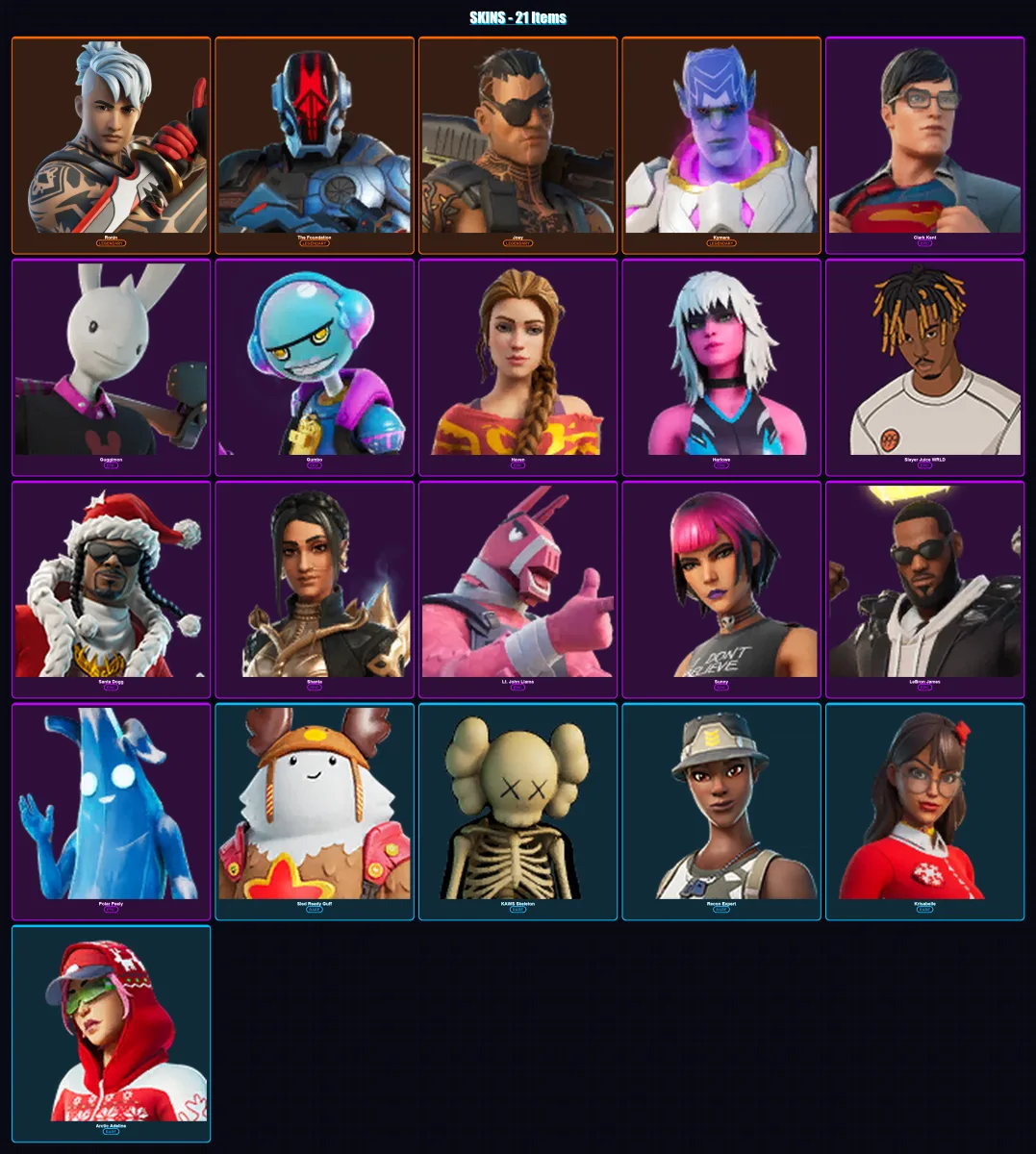 [PC/PSN] | Ronin | The Foundation | Joey | Kymera | Clark Kent | 21 skin | 44 pickaxe | 42 emote | 45 glider | Lv692
