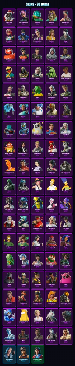 [SWITCH/XBOX/PSN/PC] | Santa Dogg | Void Walker Lynx | Mysterio | Kingston | Keisha Cross | 93 skin | 143 pickaxe | 100 emote | 102 glider | Lv1918