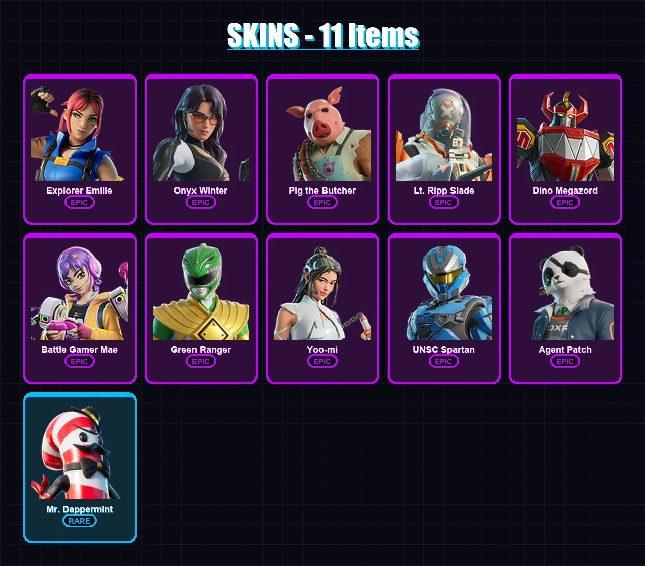 [SWITCH/XBOX/PC] | Explorer Emilie | Onyx Winter | Pig the Butcher | 11 skin | Lv149