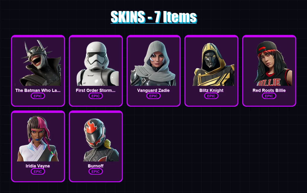 [PC/PSN] | The Batman Who Laughs | First Order Stormtrooper | Vanguard Zadie | 7 skin | Lv232