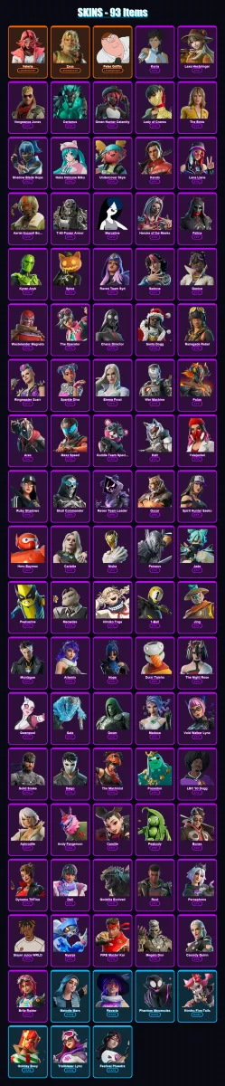 [PC] | Valeria | Zeus | Peter Griffin | Korra | Lexa Hexbringer | 93 skin | 111 pickaxe | 98 emote | 57 glider | Lv659