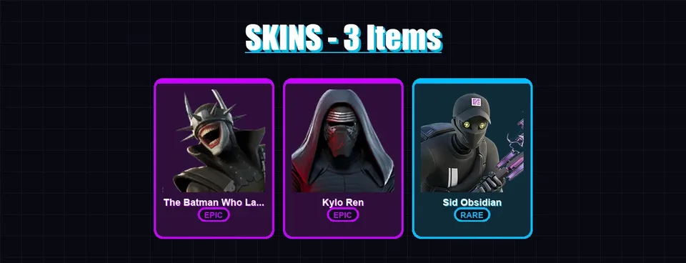 [PS4/PS5/XBOX/PC] | The Batman Who Laughs | Kylo Ren | Sid Obsidian | 3 skin | 11 pickaxe | 8 emote | 10 glider | Lv111 — main preview