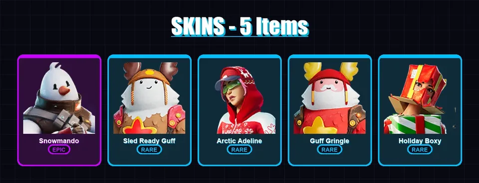 [PC/XBOX/PSN] | Snowmando | Sled Ready Guff | Arctic Adeline | Guff Gringle | Holiday Boxy | 5 skin | 17 pickaxe | 15 emote | 22 glider | Lv330 — main preview