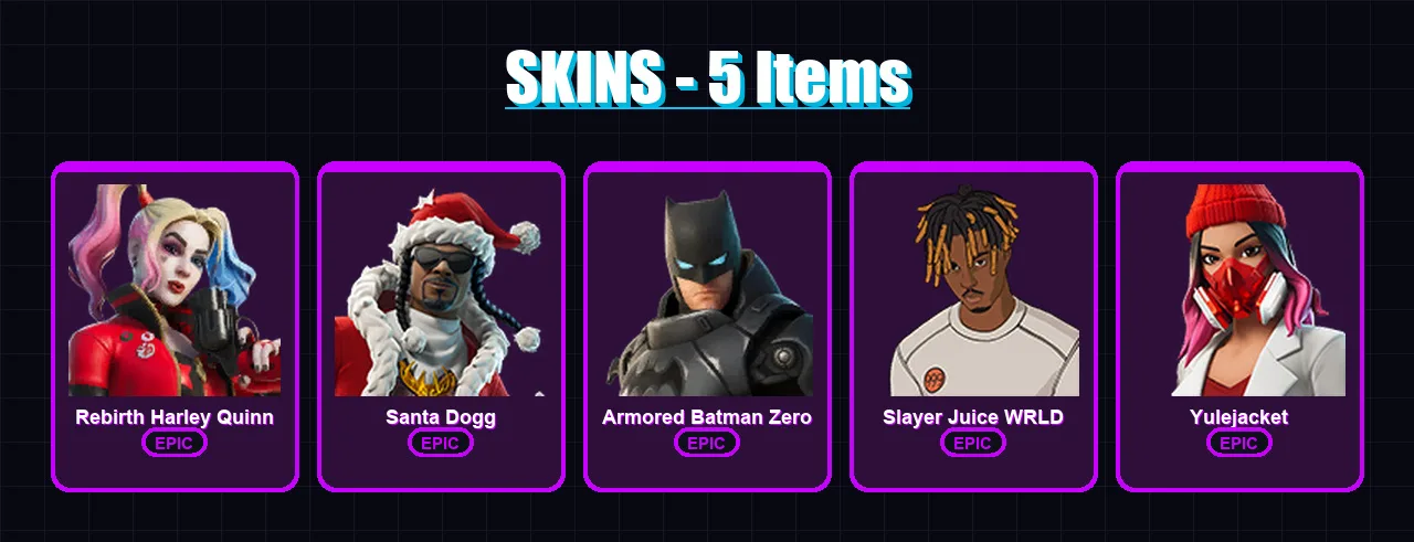 [SWITCH/XBOX/PSN/PC] | Rebirth Harley Quinn | Santa Dogg | Armored Batman Zero | 5 skin | Lv73
