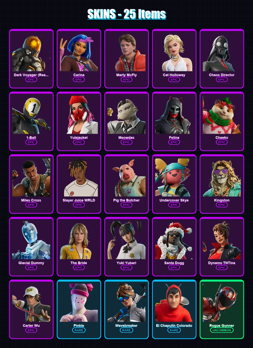 [PC/XBOX/PSN] | Dark Voyager (Reality Redacted) | Carina | Marty McFly | 25 skin | Lv855