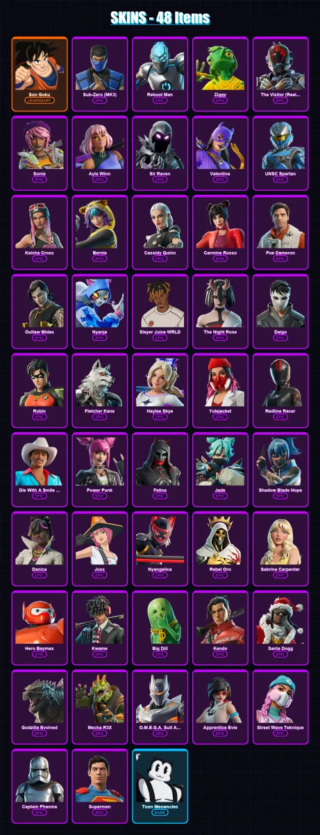 [SWITCH/XBOX/PSN/PC] | Son Goku | Sub-Zero (MK3) | Reboot Man | 48 skin | Lv812