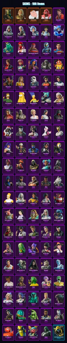 [PS4/PS5/XBOX/PC] | Hades | Zeus | Peter Griffin | Valeria | Marty McFly | 100 skin | 152 pickaxe | 119 emote | 107 glider | Lv1567
