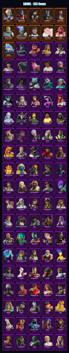 [PC/XBOX/PSN] | Mizuki | Optimus Prime | Era | Omegarok | Kado Thorne | 133 skin | 191 pickaxe | 112 emote | 124 glider | Lv1551
