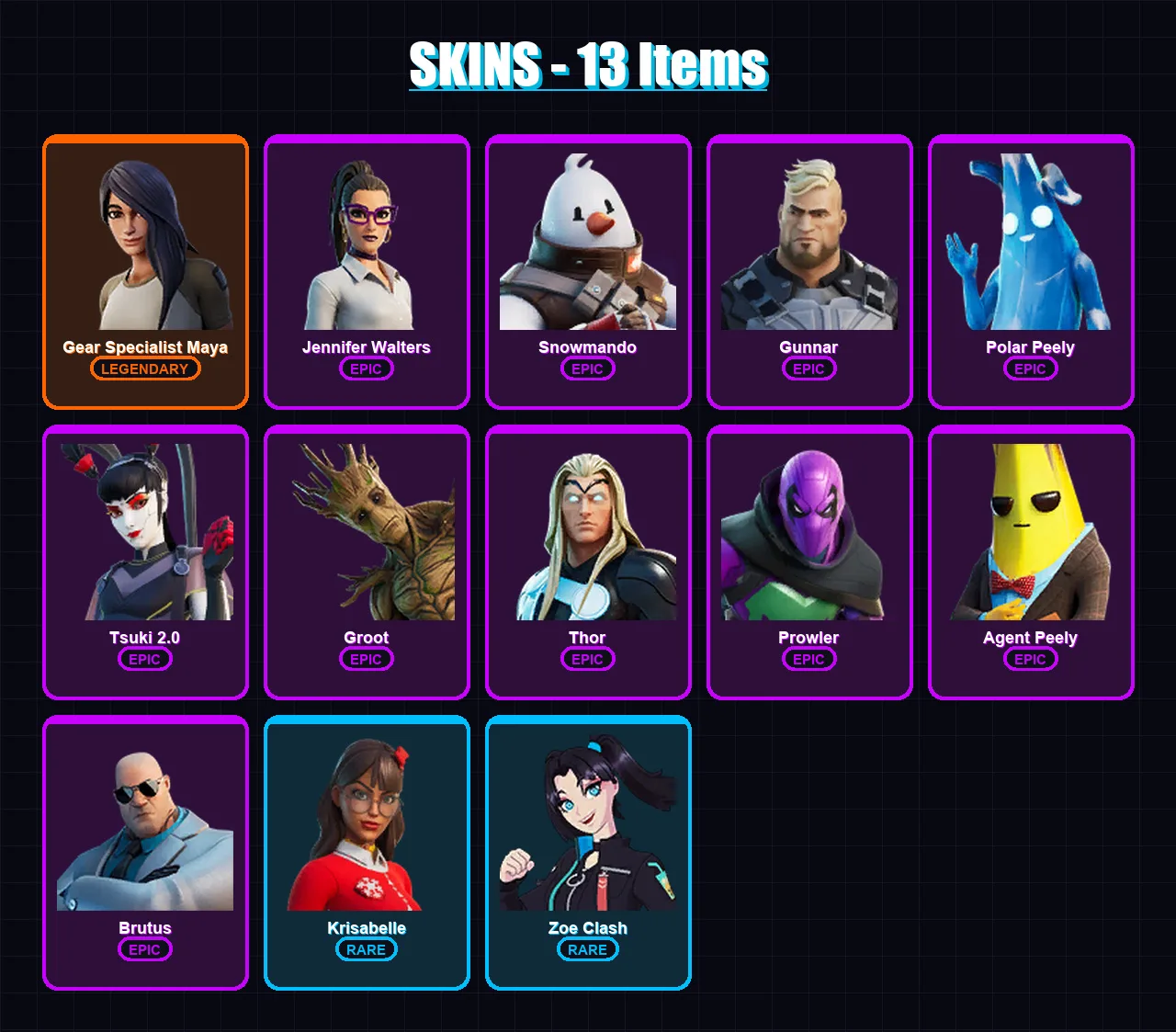 [PC/XBOX/PSN] | Gear Specialist Maya | Jennifer Walters | Snowmando | Gunnar | Polar Peely | 13 skin | 23 pickaxe | 18 emote | 28 glider | Lv336 — Fortnite account