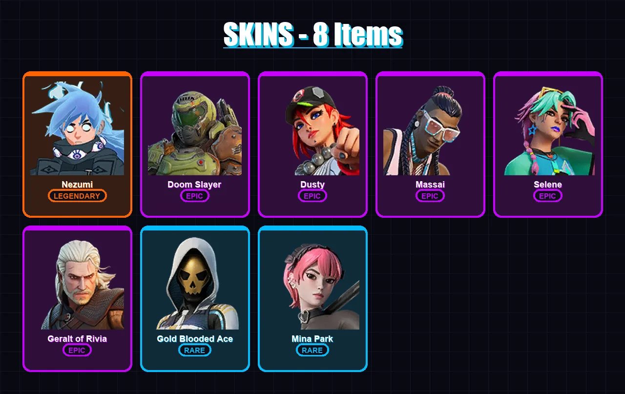 [PC/XBOX/PSN] | Nezumi | Doom Slayer | Dusty | Massai | Selene | 8 skin | 11 pickaxe | 7 emote | 10 glider | Lv62