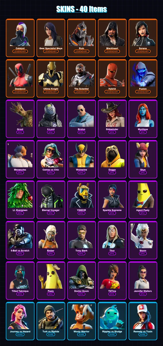 [PS4/PS5/XBOX/PC] | Catalyst | Gear Specialist Maya | Ruin | Blackheart | Sorana | 40 skin | 44 pickaxe | 41 emote | 43 glider | Lv585 — Fortnite account