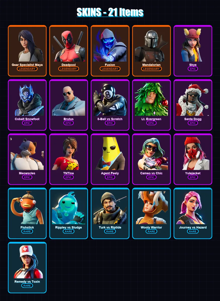 [PC/PSN] | Gear Specialist Maya | Deadpool | Fusion | Mandalorian | Skye | 21 skin | 45 pickaxe | 31 emote | 37 glider | Lv526 — Fortnite account