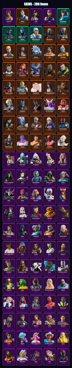 [PC/XBOX/PSN] | Lara Croft | Midas | Jules | Kor | Cloud Striker | 200 skin | 220 pickaxe | 141 emote | 186 glider | Lv2950 — Fortnite account