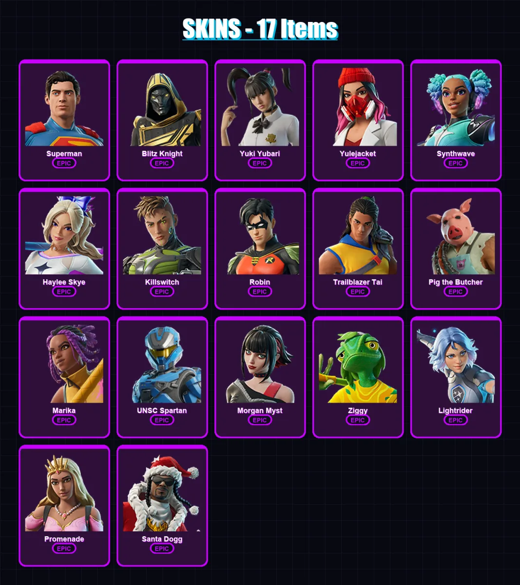 [PC/PSN] | Superman | Blitz Knight | Yuki Yubari | Yulejacket | Synthwave | 17 skin | 75 pickaxe | 35 emote | 52 glider | Lv900
