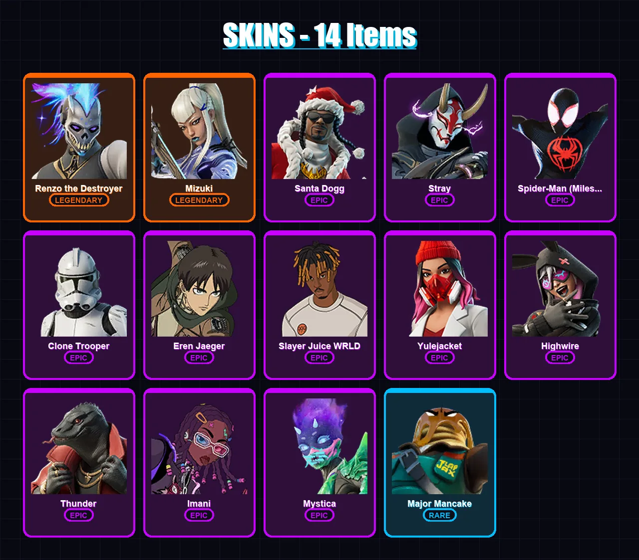 [PS4/PS5/XBOX/PC] | Renzo the Destroyer | Mizuki | Santa Dogg | 14 skin | Lv186