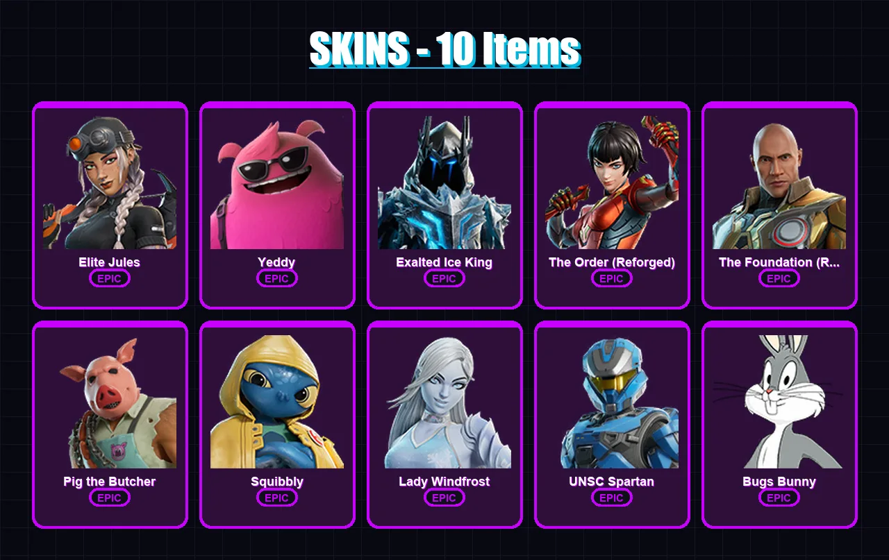 [PS4/PS5/XBOX/PC] | Elite Jules | Yeddy | Exalted Ice King | 10 skin | Lv292