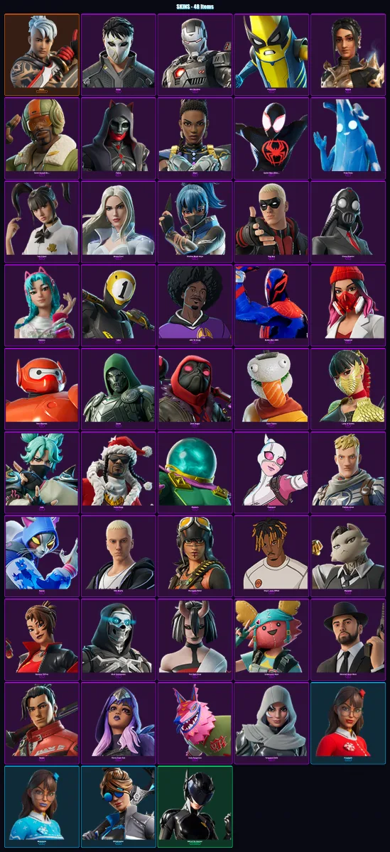 [PC] | Ronin | Daigo | War Machine | Peelverine | Shanta | 48 skin | 77 pickaxe | 52 emote | 48 glider | Lv608
