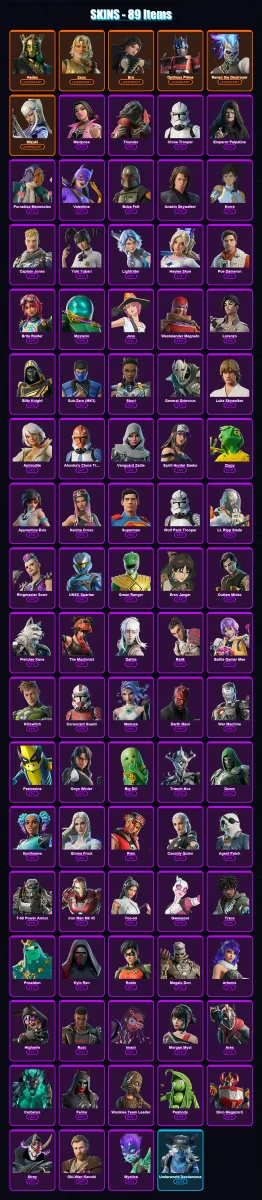 [PC/XBOX/PSN] | Hades | Zeus | Era | Optimus Prime | Renzo the Destroyer | 89 skin | 127 pickaxe | 89 emote | 90 glider | Lv1660 — Fortnite account