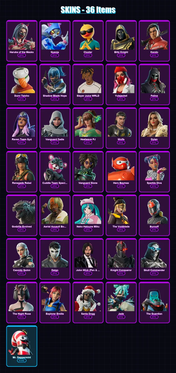 [PC/XBOX/PSN] | Haruka of the Masks | Nyanja | Cluster | Blitz Knight | Kendo | 36 skin | 97 pickaxe | 52 emote | 54 glider | Lv984