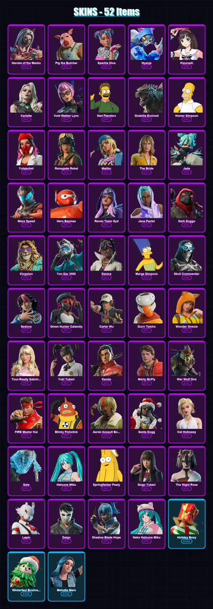 [SWITCH/PSN/PC] | Haruka of the Masks | Pig the Butcher | Sparkle Diva | Nyanja | KizunaAI | 52 skin | 77 pickaxe | 47 emote | 41 glider | Lv367 — Fortnite account