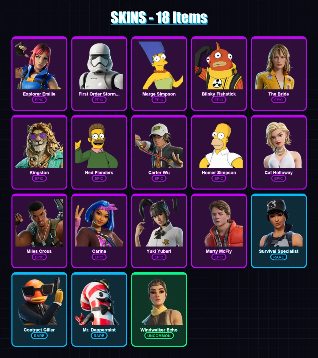 [PC/XBOX/PSN] | Explorer Emilie | First Order Stormtrooper | Marge Simpson | 18 skin | Lv267