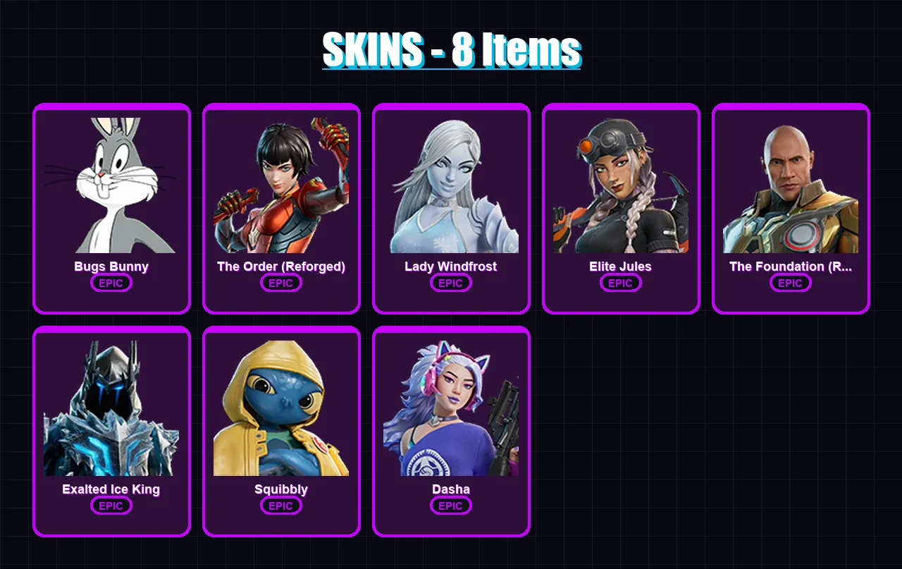 [PC/XBOX/PSN] | Bugs Bunny | The Order (Reforged) | Lady Windfrost | 8 skin | Lv274