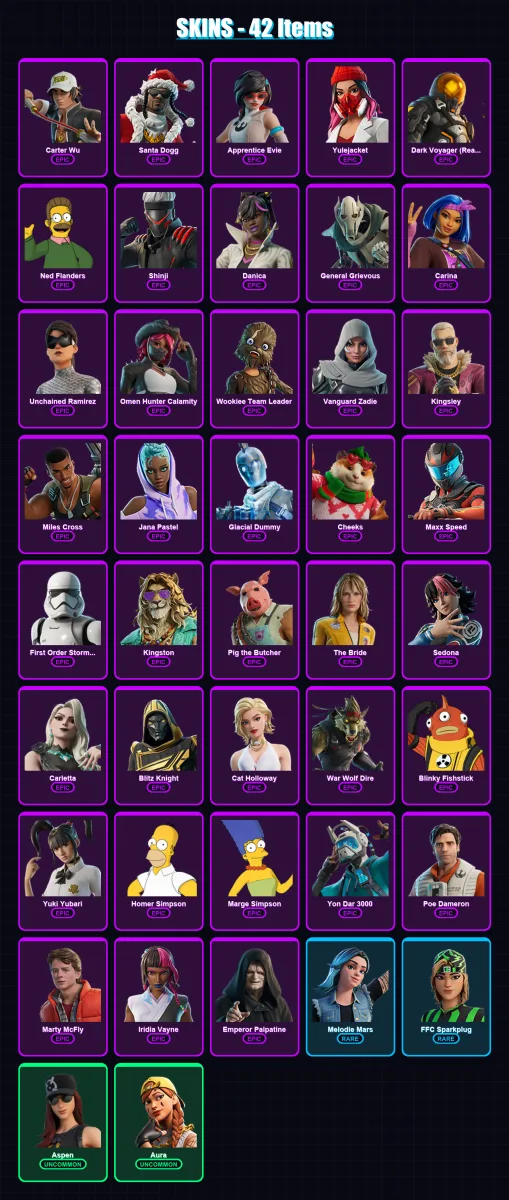[PS4/PS5/XBOX/PC] | Carter Wu | Santa Dogg | Apprentice Evie | 42 skin | Lv842